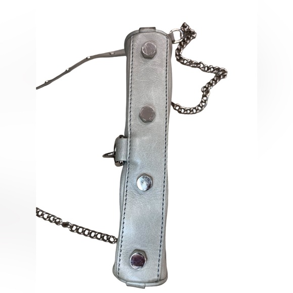 Rebecca Minkoff Gray Leather Mini Mac Crossbody Bag Silver Chain - Picture 15 of 16